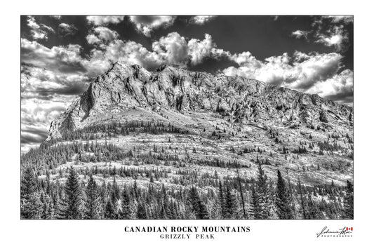 Grizzly Peak, Kananaskis, Alberta — black and white Canadian Rocky Mountains print