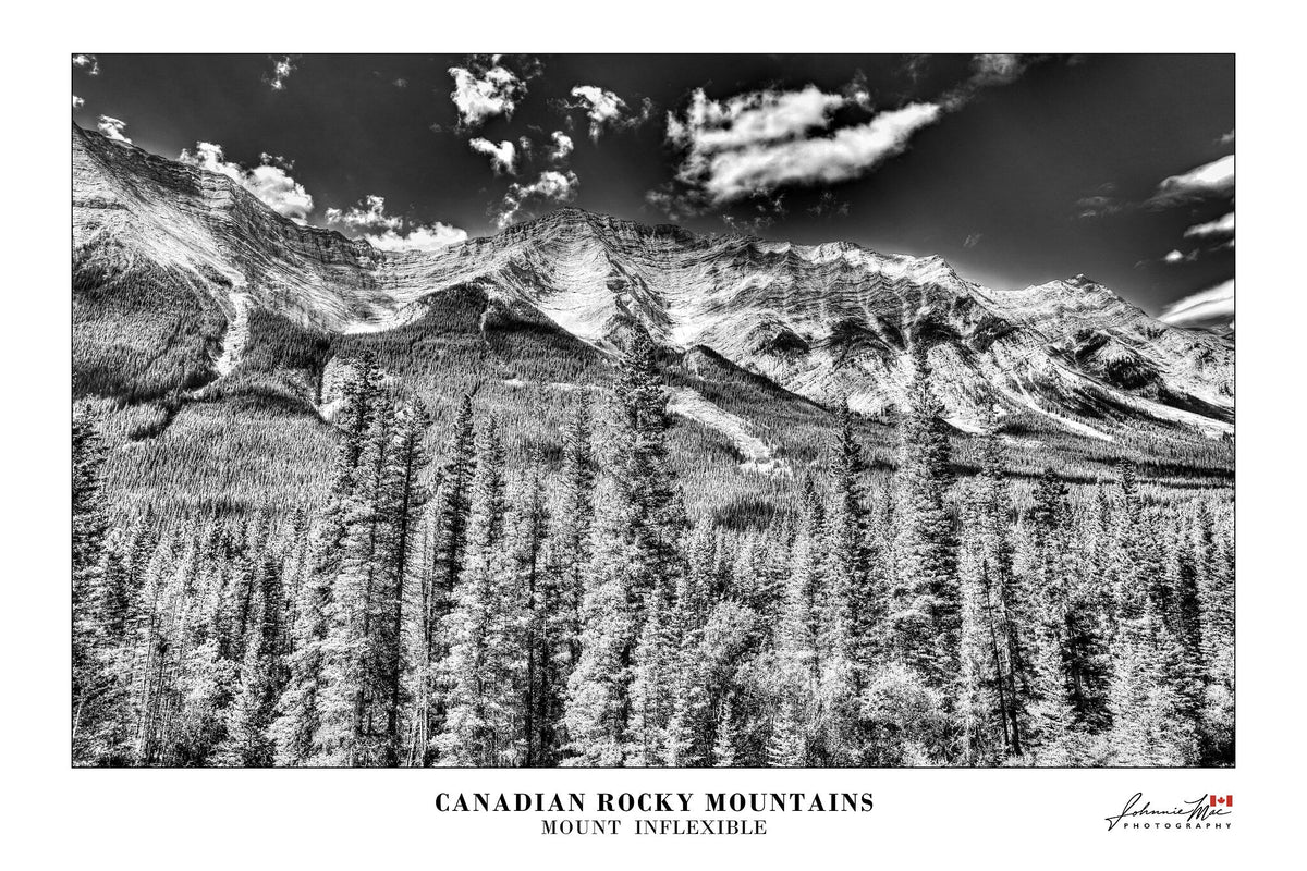 Mount Inflexible, Kananaskis, Alberta — black and white Canadian Rocky Mountains print