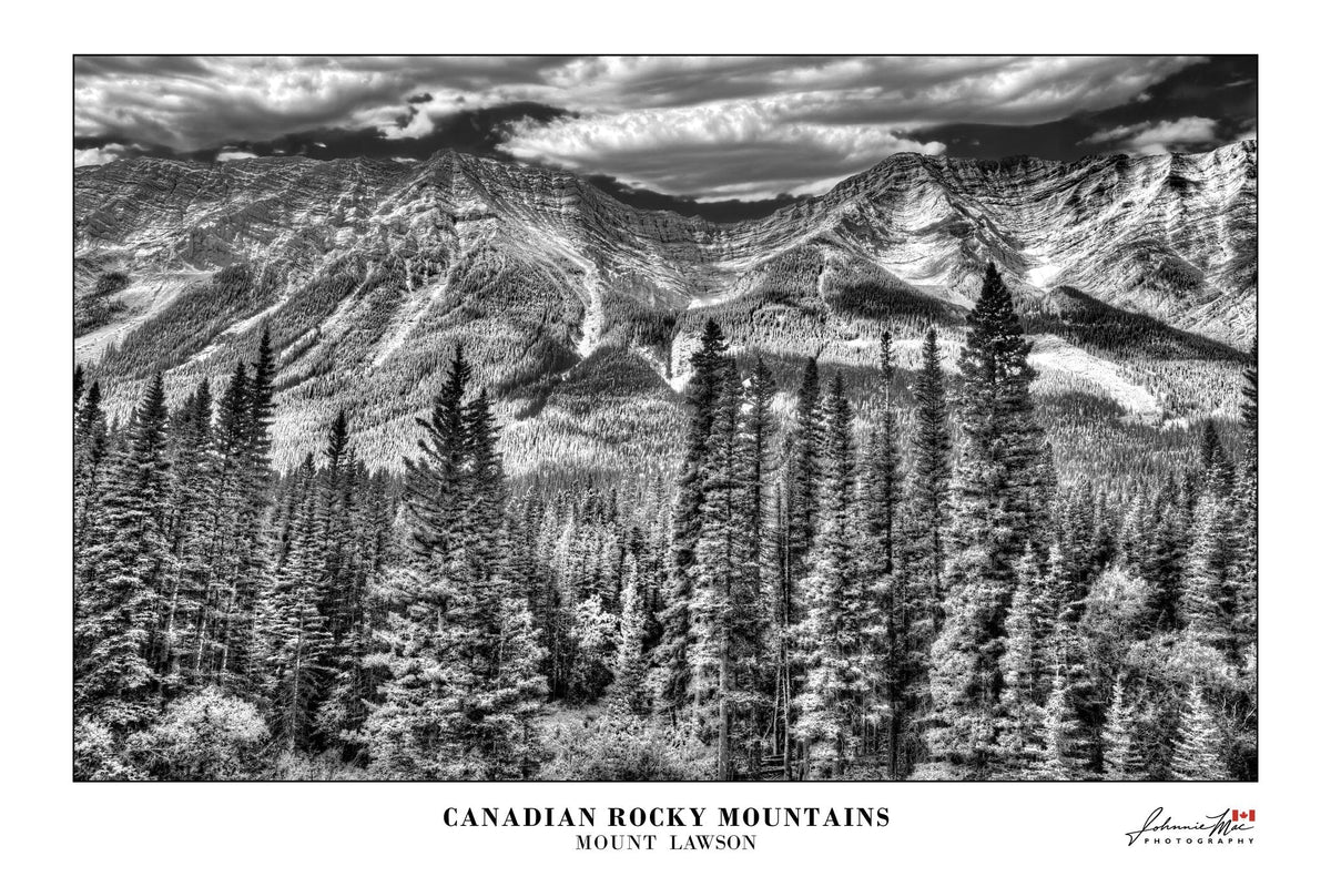 Mount Lawson, Kananaskis, Alberta — black and white Canadian Rocky Mountains print