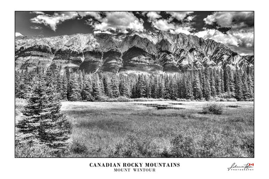 Mount Wintour, Kananaskis, Alberta — black and white Canadian Rocky Mountains print